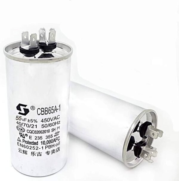 Capacitor Para Ac CBB65 370/450V/1+55uf oval .Elx