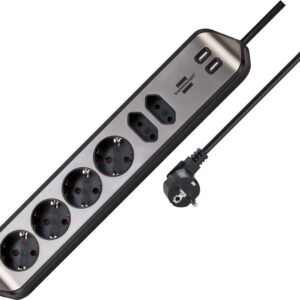 Extensão Angular de 6 entradas +2usb - Brennenstuhl Ewent. SVX