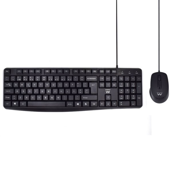 Teclado e Rato com Fio, Teclas Silenciosas Ewent. Svx