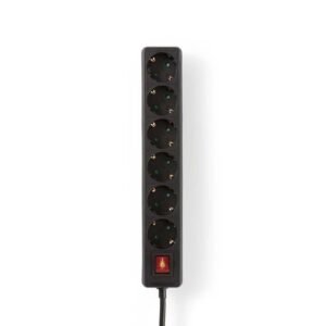 Extensão C/ 6 Saídas Interruptor 1.5m 3680W Preto Nedis. SVX