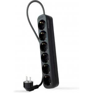 Extensão C/ 6 Saídas 3.0m 3680W Preto Nedis. SVX