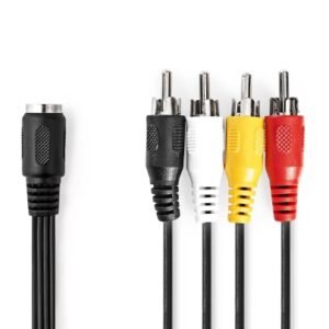 Cabo de Áudio DIN 5 Pins Fêmea 4x RCA Macho 0.20m Nedis.Svx