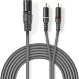 Cabo de Áudio XLR macho de 3 pinos | 2x RCA Macho 3m Nedis.Svx