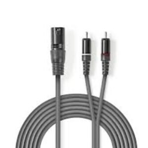 Cabo de Áudio XLR 3 Pinos masculinos | 2x RCA | 1,50m.Svx