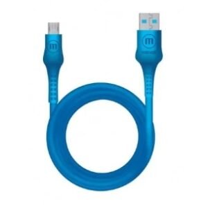 Cabo de Carregar de Silicone Micro USB. 1 metro, Azul.Svx