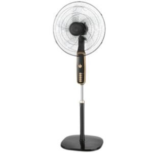 Ventilador de Pé Ajustável Preto e Castanho Fizzen