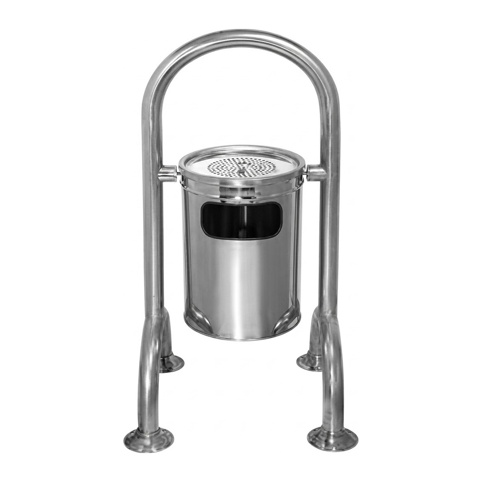 Balde Industrial inox de Lixo  Com Cinzeiro Flora