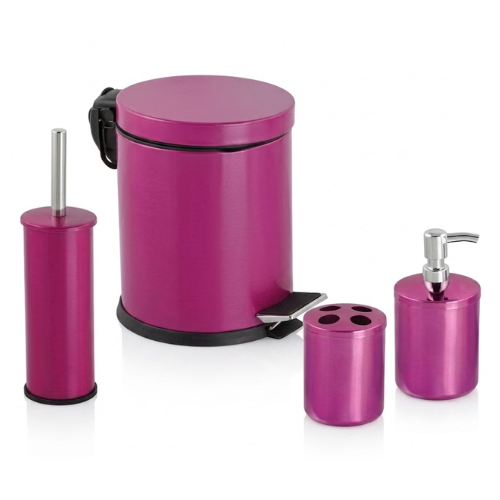 Jogo Galvanizado em cor Rosa Para Casa de Banho .Flora