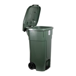 Balde Industrial Verde de Lixo Com Tampa 120L . Flora