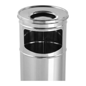 Balde de Lixo com Cinzeiro em inox Flora