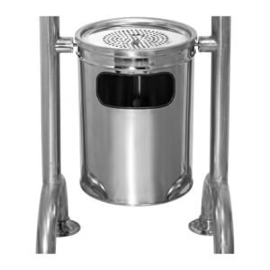 Balde Industrial inox de Lixo  Com Cinzeiro Flora