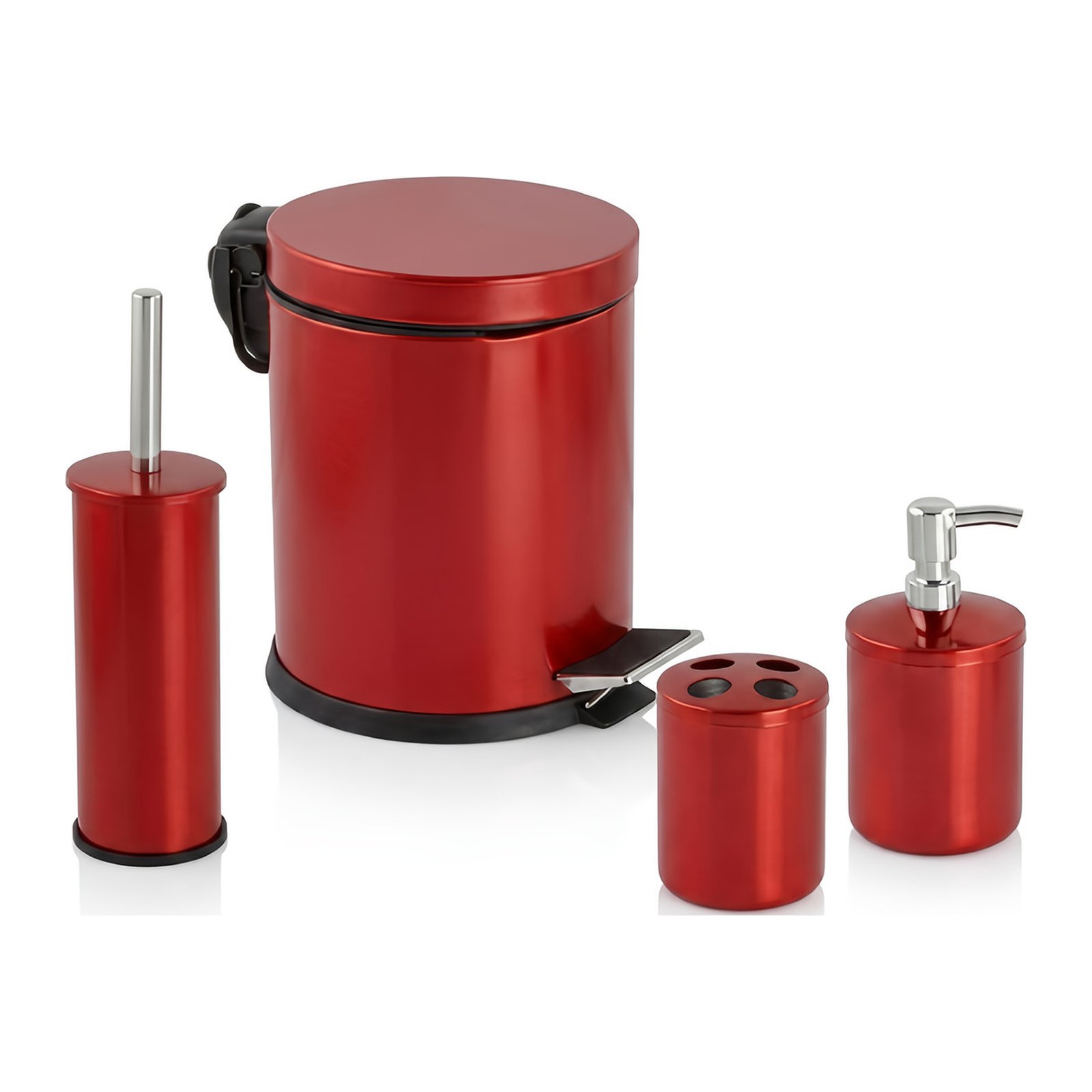 Jogo Galvanizado em cor Para Casa de Banho.Flora Vermelho