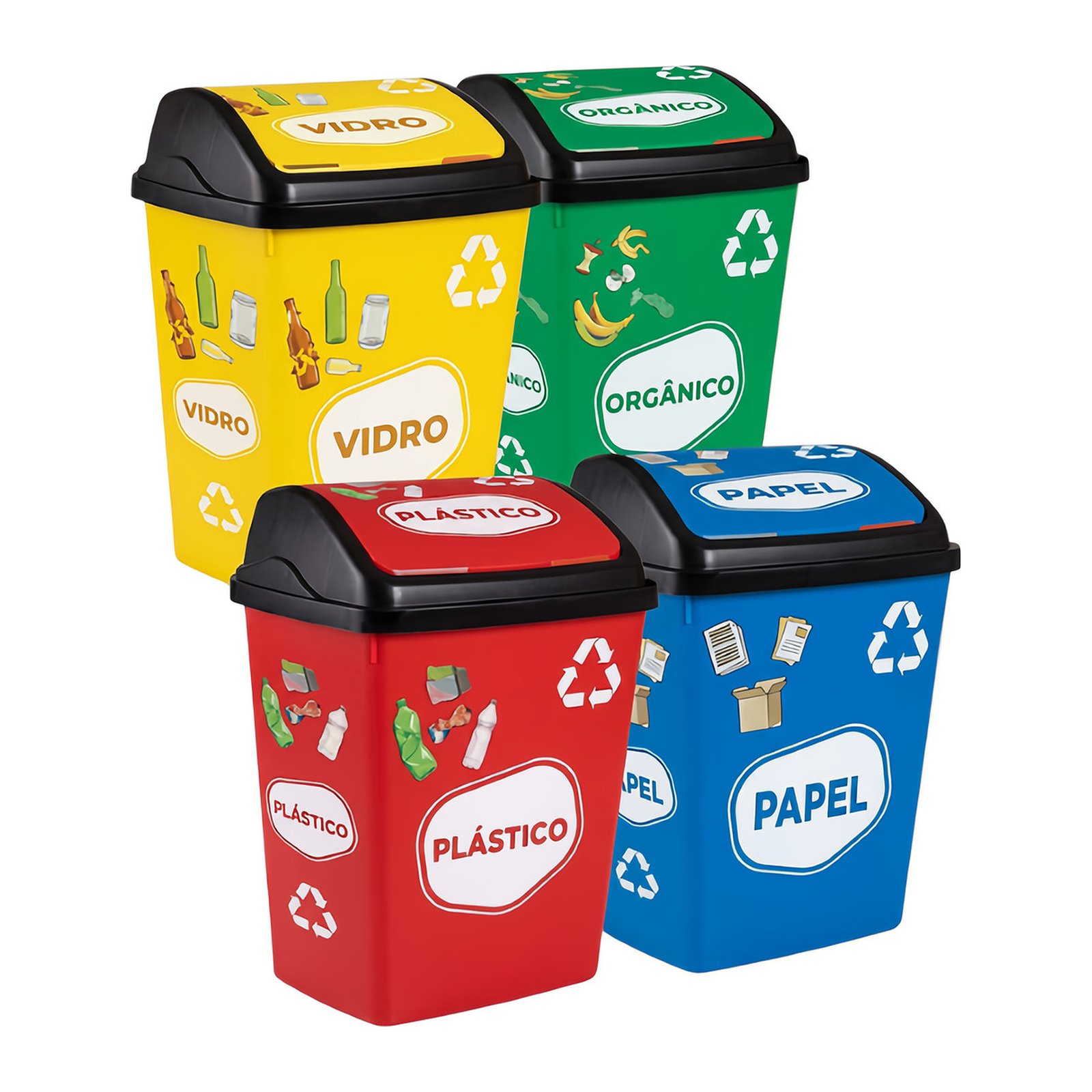 Kit de Reciclagem (Conjunto 4 Balde 50L x4 ) Flora
