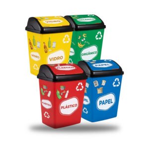 Kit de Reciclagem (Conjunto 4 Balde 50L x4 ) Flora - vista em fundo branco