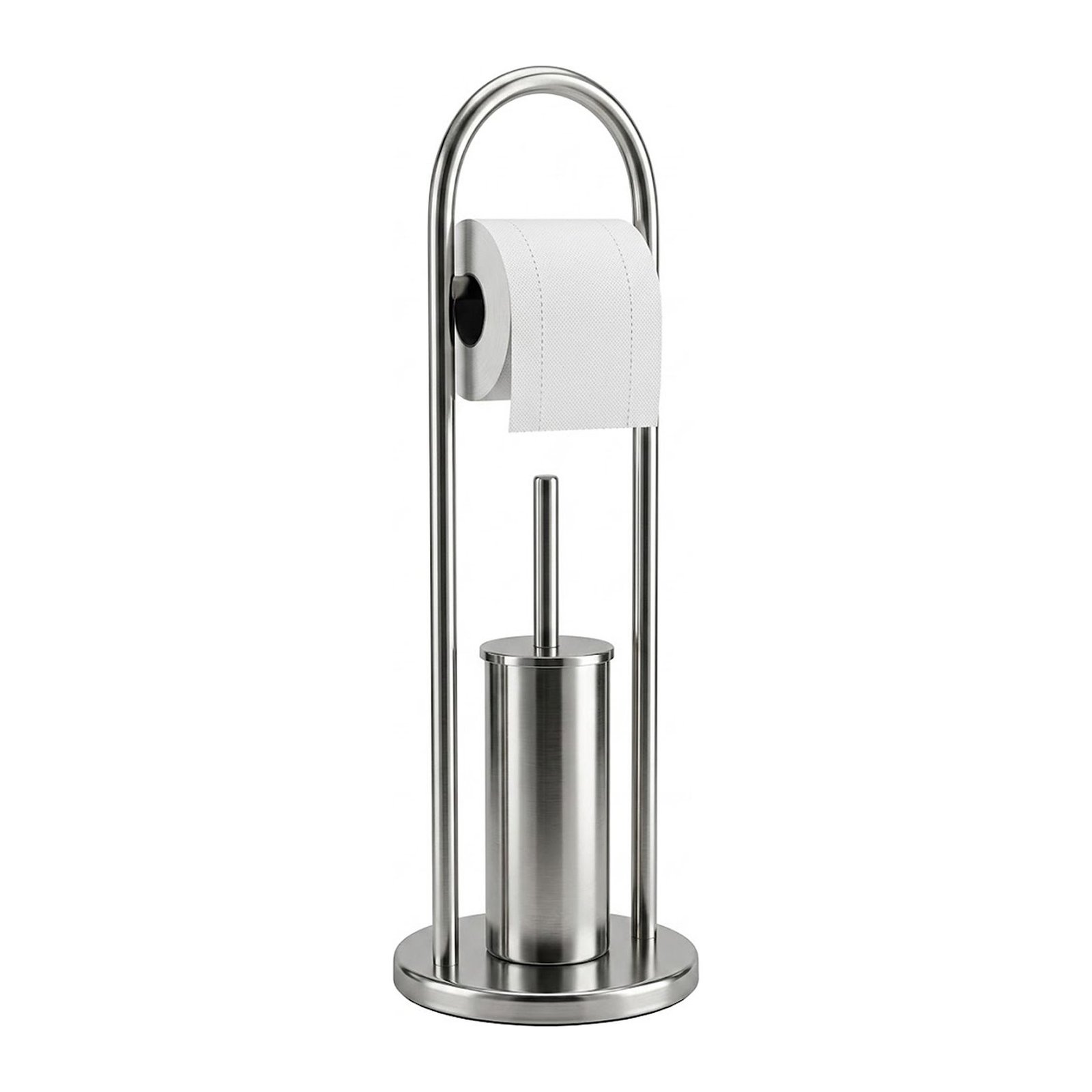 Conjunto  de Porta Papel Higiénico e Piaçaba com pé /Inox Flora
