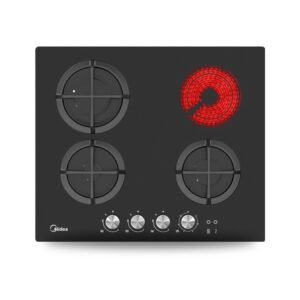Placa de Encastre a Gás 3 Bocas a gás + 1 Placa Eléctrica  60cm Midea - vista em fundo branco