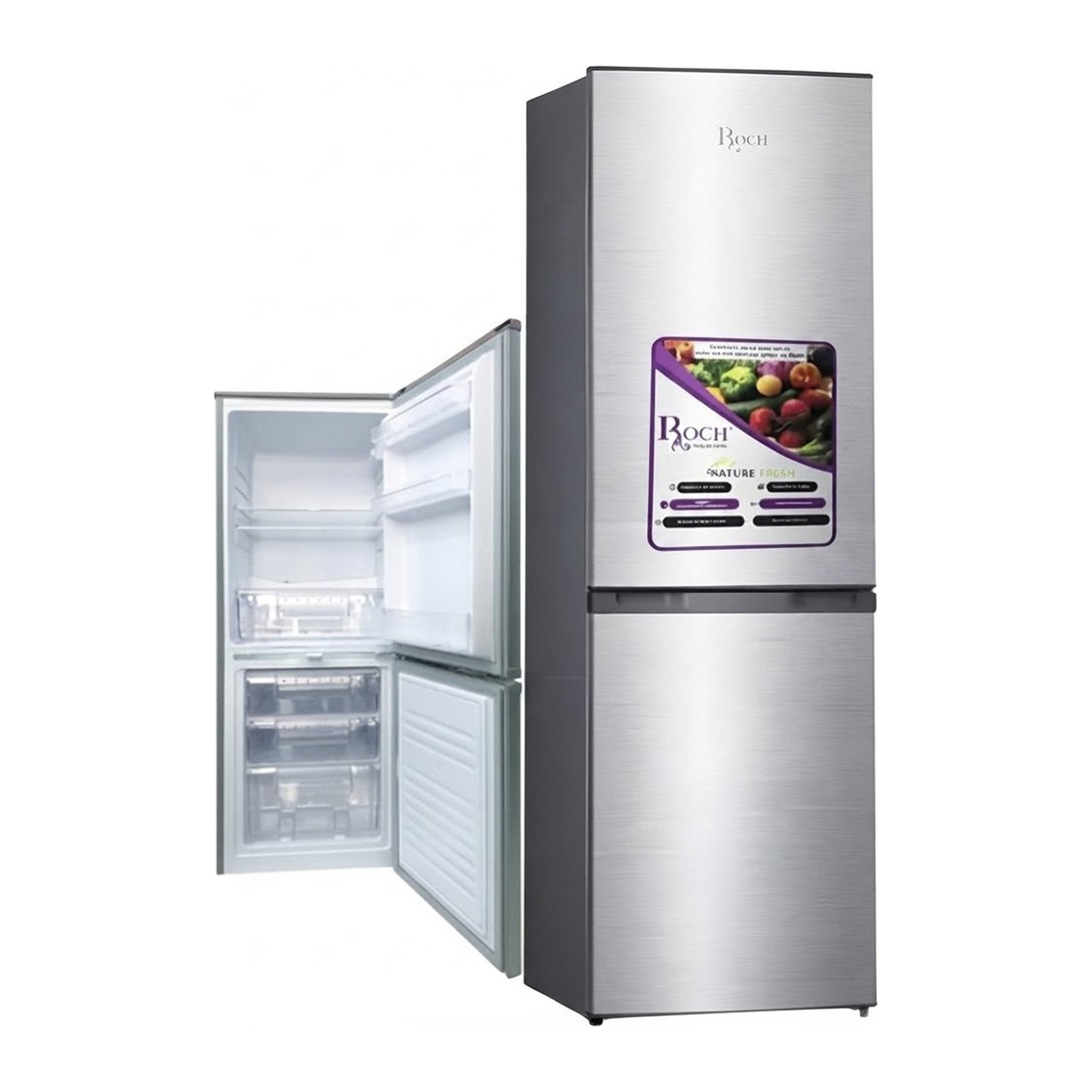 Frigorífico Cinzento Combinado 204L 2 Portas Roch