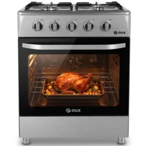 Fogão a Gás e Forno, 4 Bocas, Forno 80L, Cinza