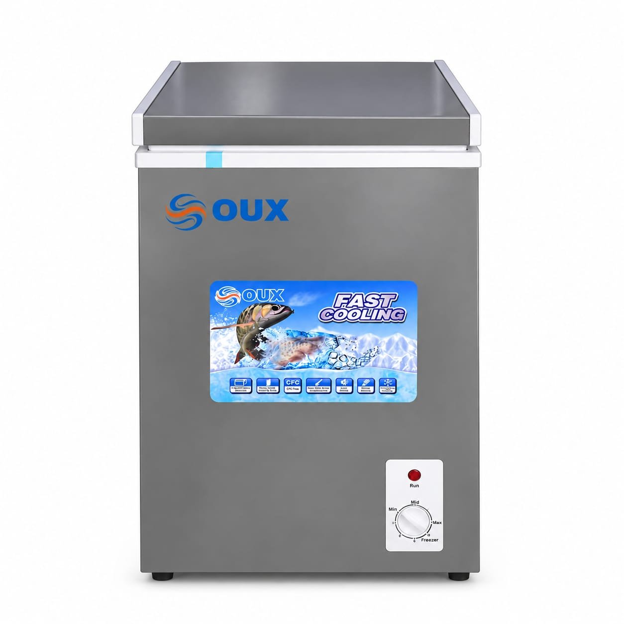Arca Congeladora Cinza 90L Oux