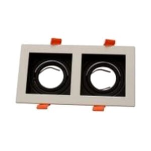 Armação Dupla Corpo Branco Ferro Preto por Dentro Quadrado Luminária de Ponta Embutida com Suporte 2*GU10