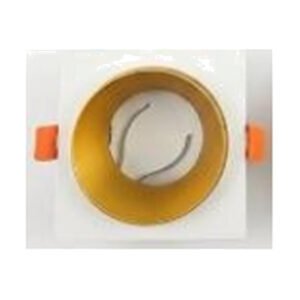 Armação Quadrado Corpo Branco Anel Dourado com Suporte 1*GU10