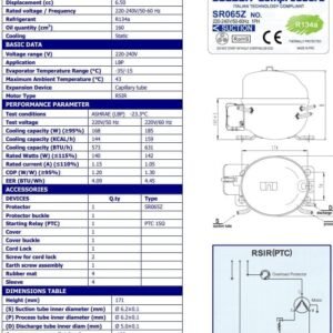 Compressor Coldex SR065Z R134A - 1/6 (6,50cm3) - 168W BP – foto 2