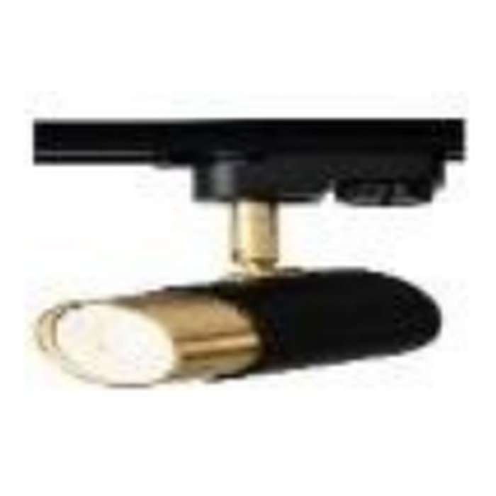 Foco Luz De Trilho Redondo Com Suporte GU10 Corpo Preto E Dourado UD30-05027