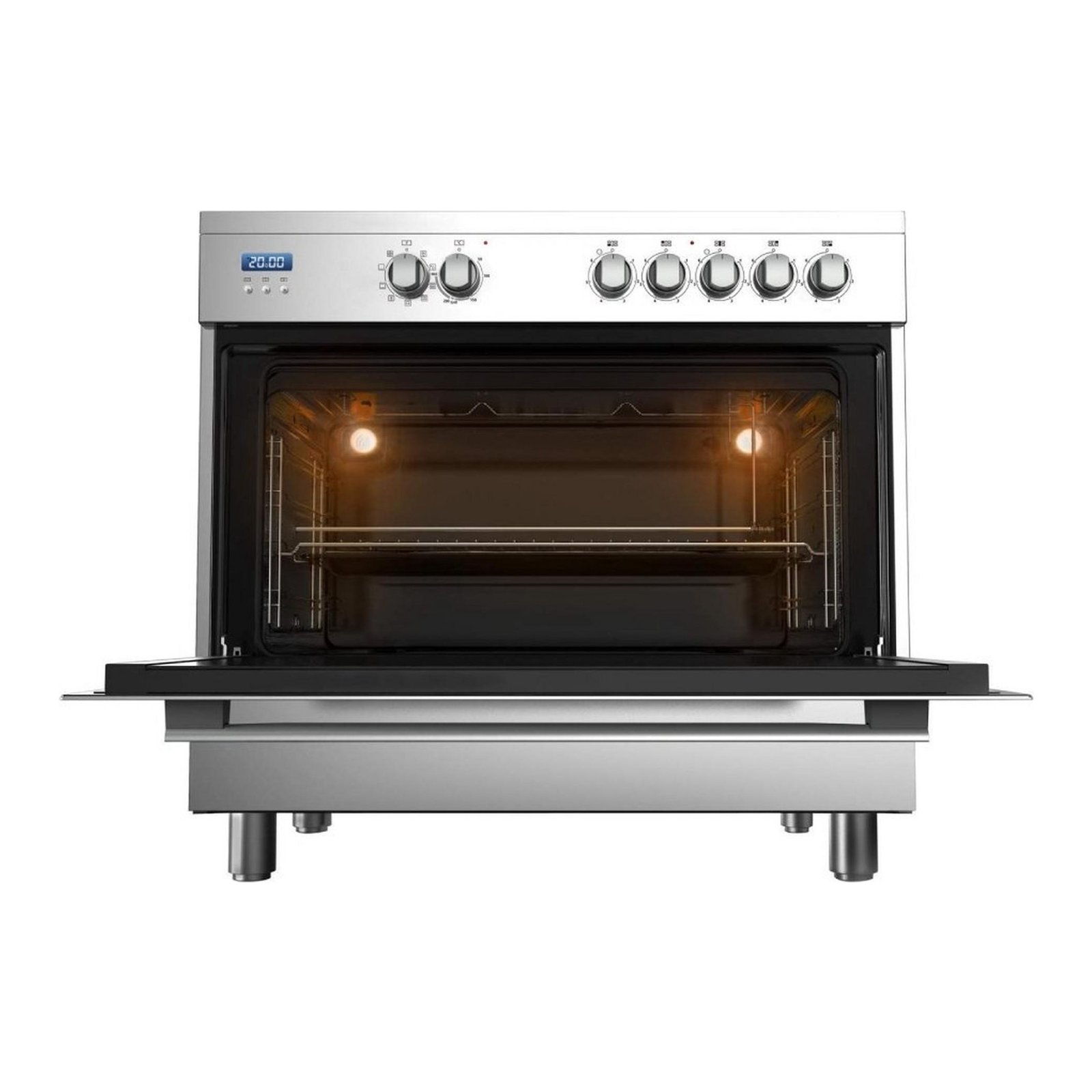 Fogão 6 Bocas (4 Gás + 2 Elétricas) 90×60 Inox Midea