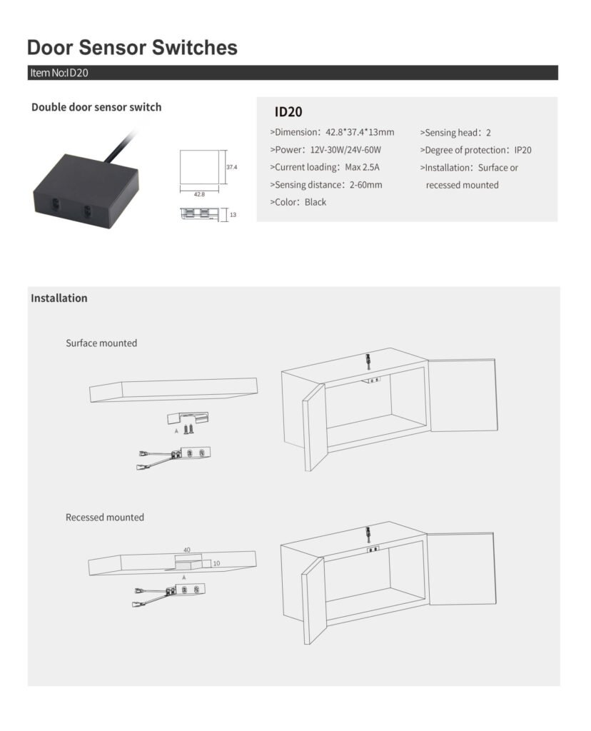 Interruptor de sensor – Interruptor de Sensor para Porta Dupla ID20 Newmatic – foto 2