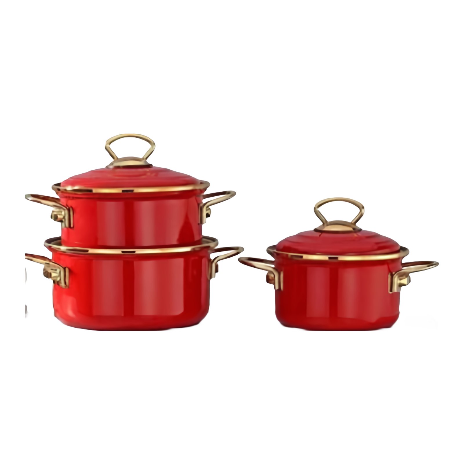Jogo de Tachos Esmaltados Bonera Vintage 6 Peças Vermelho