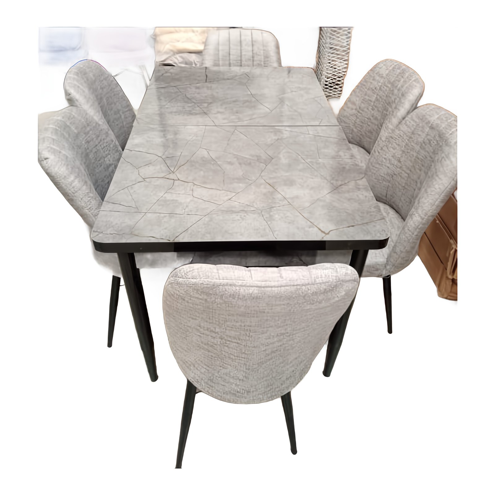 Mesa Extensível com 6 Cadeiras Modelo 16 – pedra cinza Flora