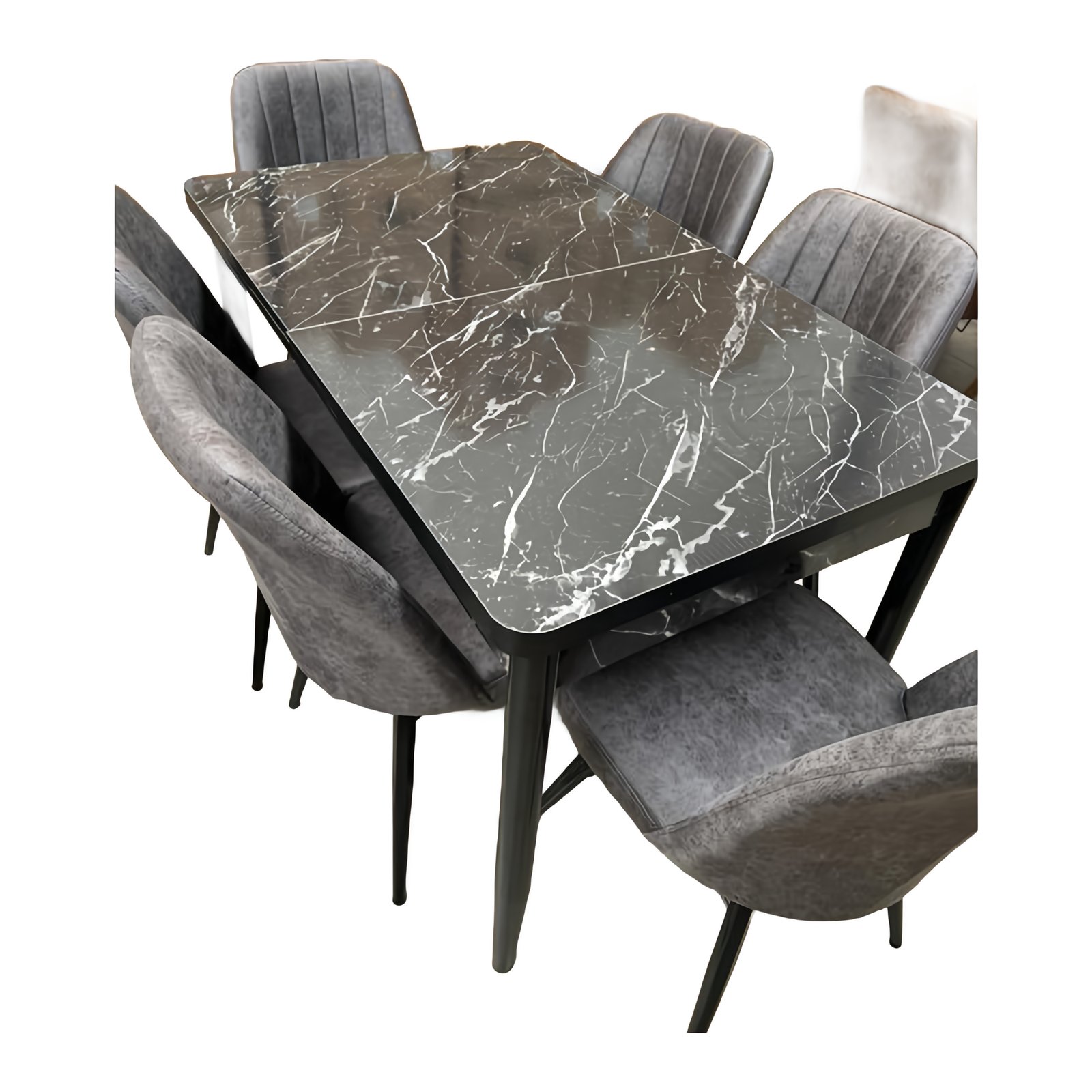 Mesa Extensível com 6 Cadeiras Modelo 17 – mármore preto Flora