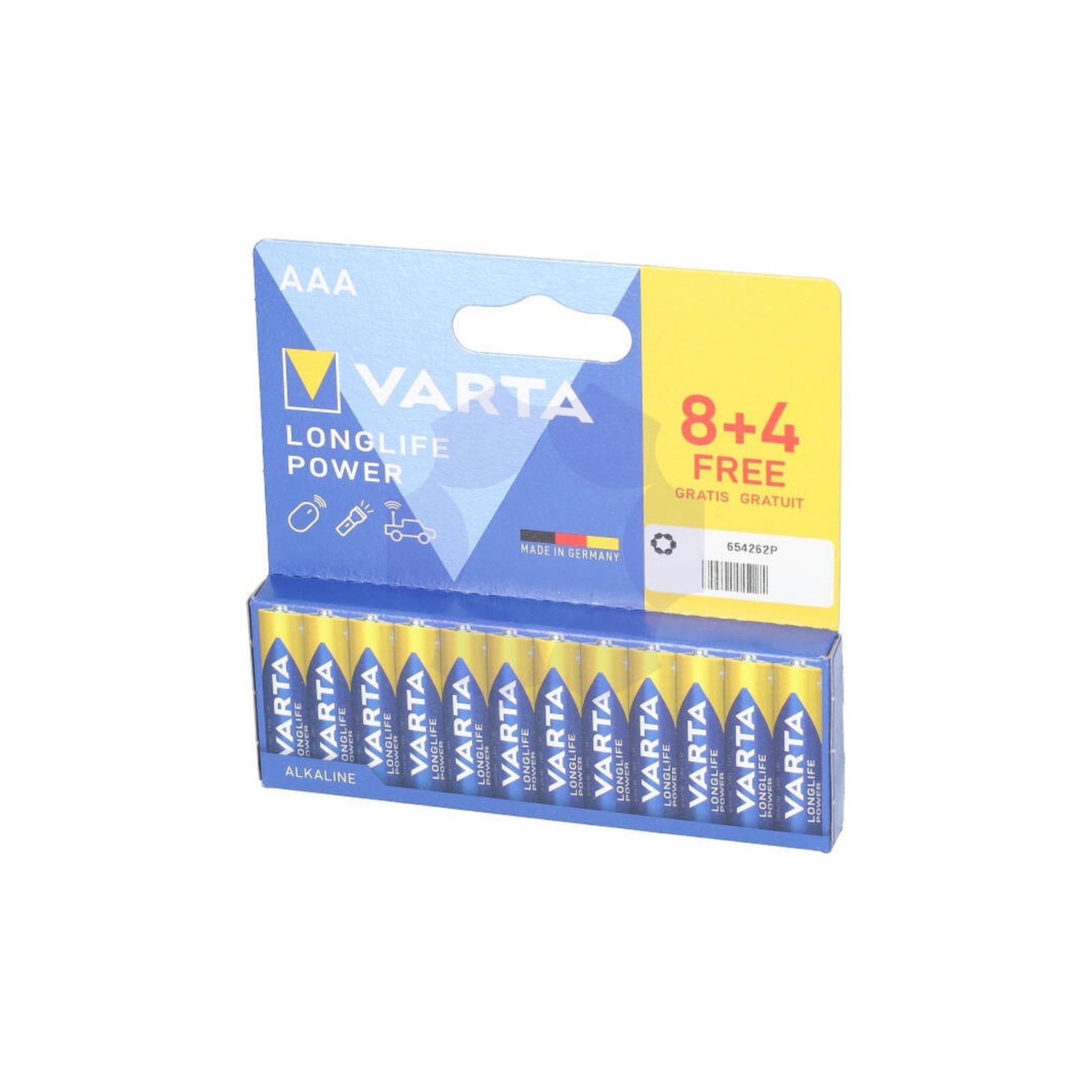 Pilhas Varta Alcalinas LR03 AAA 1.5V (pack 8+4 Unidades)