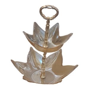Prato de Bolo Lotus GB1 2 Andares Brilho e Laranja Flora