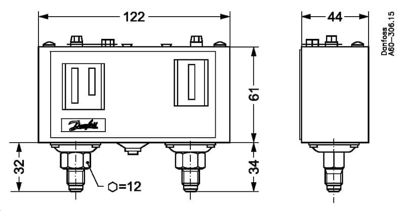 Pressostato “Alta e Baixa” Danfoss KP15 (060-124366)